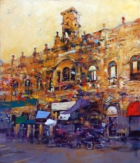 Shan Amrohvi, 30 x 36 inch, Acrylic on Canvas, Cityscape Painting, AC-SA-176